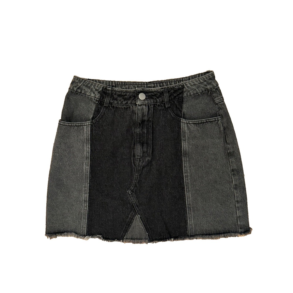 Le Lis Collection Women's Size Small Gray Black Denim Jean Mini Skirt